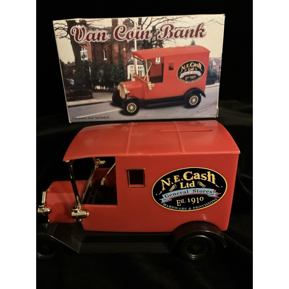 Vintage NEW Fourgonnette Tirelire 6" Van N.E. Red Cash Coin Bank 358 NIB